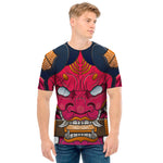 Japanese Demon Mask Print Men's T-Shirt