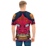 Japanese Demon Mask Print Men's T-Shirt