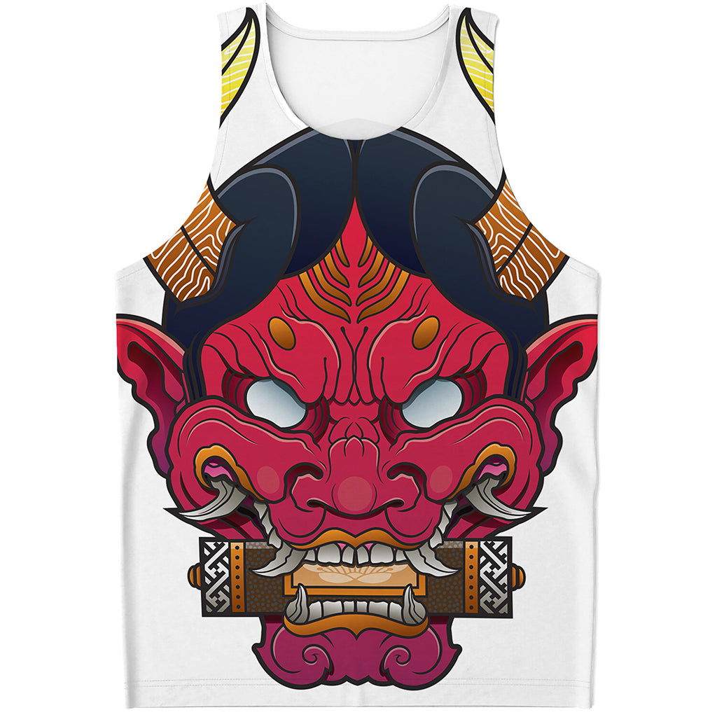 Japanese Demon Mask Print Men's Tank Top