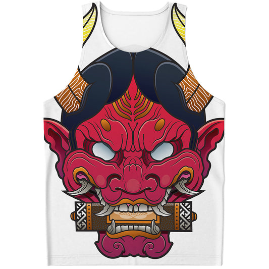 Japanese Demon Mask Print Men's Tank Top