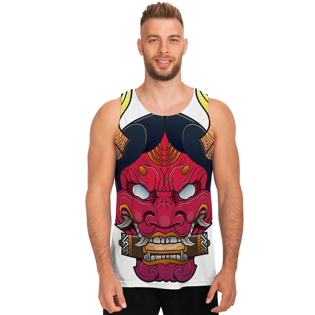 Japanese Demon Mask Print Men's Tank Top