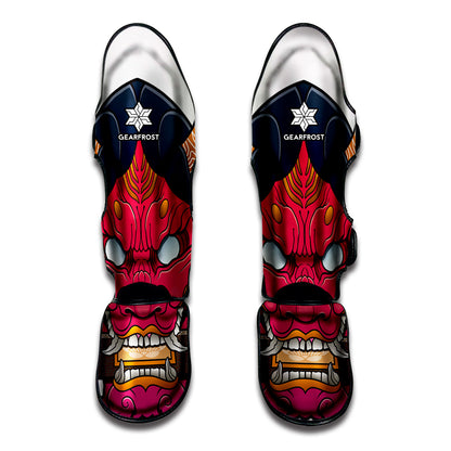 Japanese Demon Mask Print Muay Thai Shin Guard