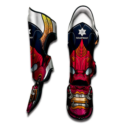 Japanese Demon Mask Print Muay Thai Shin Guard