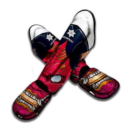 Japanese Demon Mask Print Muay Thai Shin Guard