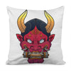 Japanese Demon Mask Print Pillow Cover
