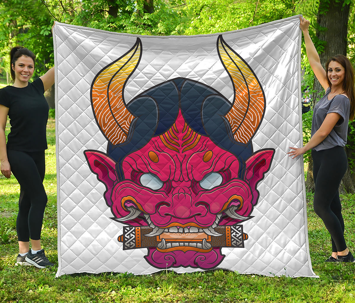 Japanese Demon Mask Print Quilt