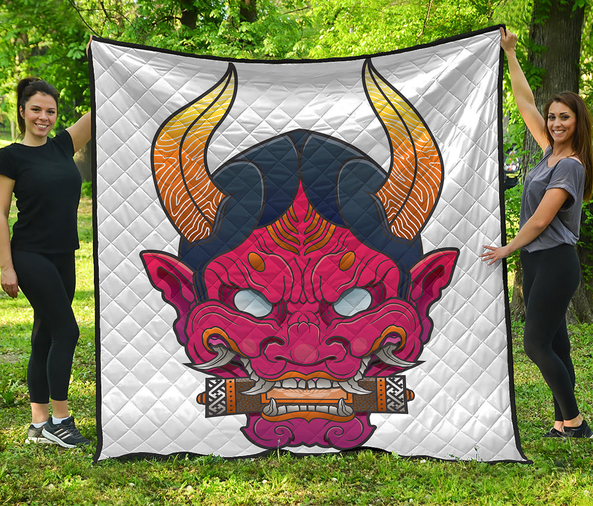 Japanese Demon Mask Print Quilt