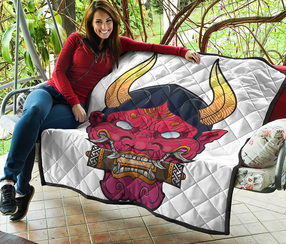 Japanese Demon Mask Print Quilt