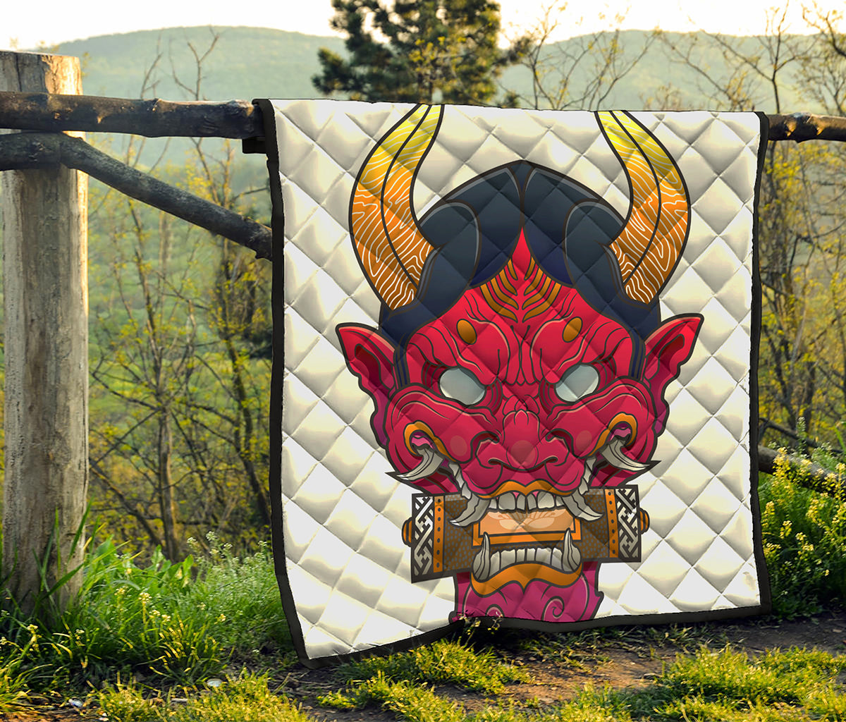 Japanese Demon Mask Print Quilt