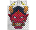 Japanese Demon Mask Print Quilt Bed Set