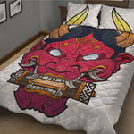 Japanese Demon Mask Print Quilt Bed Set