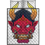 Japanese Demon Mask Print Quilt Bed Set