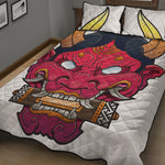 Japanese Demon Mask Print Quilt Bed Set
