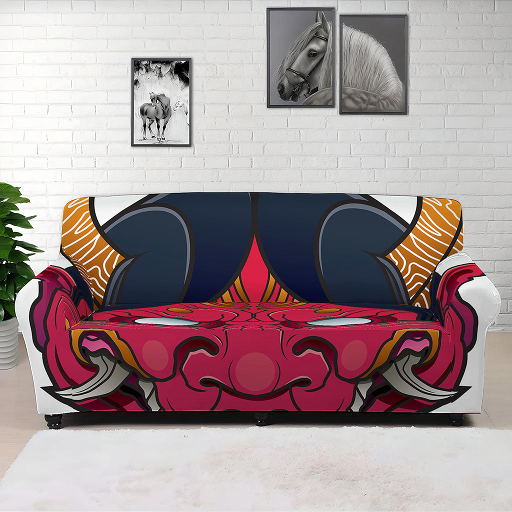 Japanese Demon Mask Print Sofa Cover
