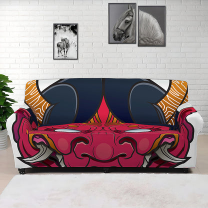 Japanese Demon Mask Print Sofa Cover