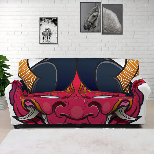 Japanese Demon Mask Print Sofa Cover