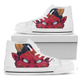 Japanese Demon Mask Print White High Top Sneakers