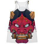 Japanese Demon Mask Print Women's Racerback Tank Top