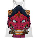 Japanese Demon Mask Print Women's Racerback Tank Top