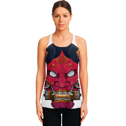 Japanese Demon Mask Print Women's Racerback Tank Top