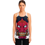 Japanese Demon Mask Print Women's Racerback Tank Top