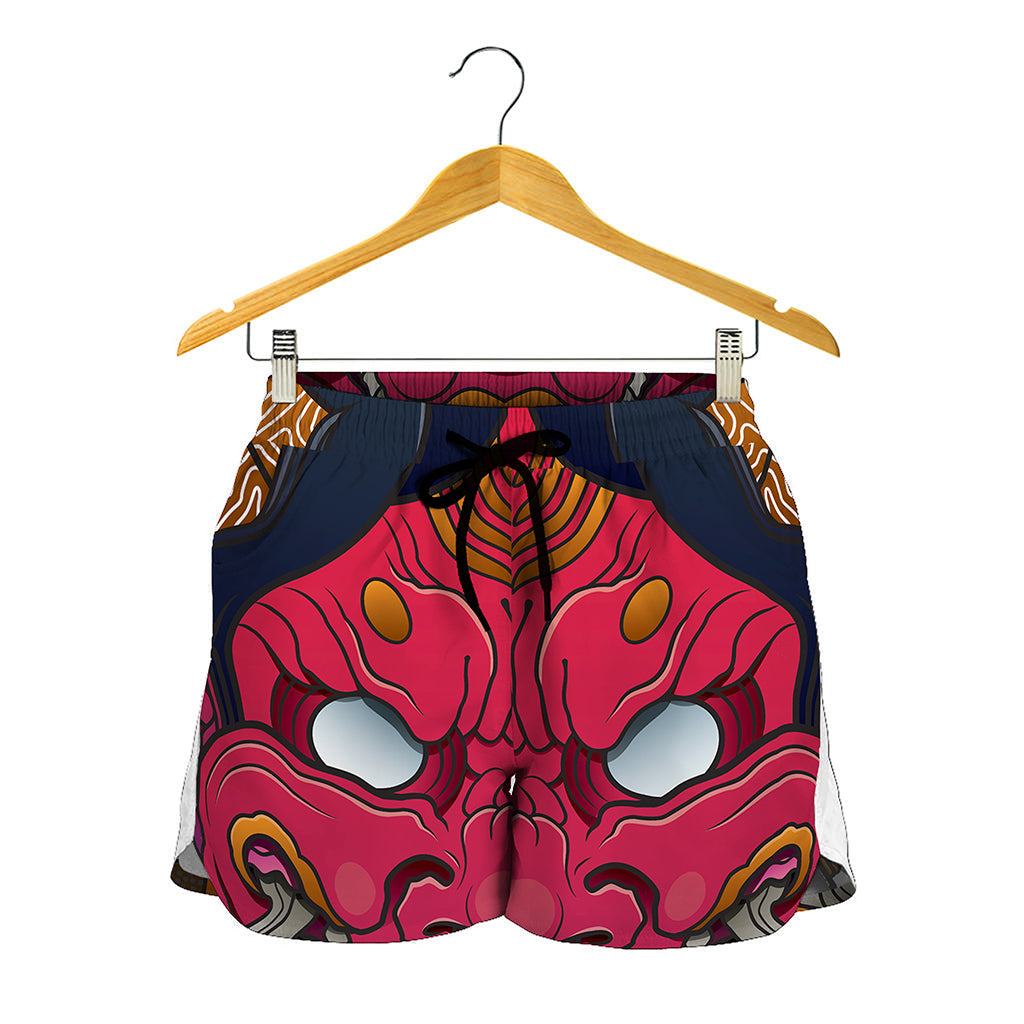Japanese Demon Mask Print Women's Shorts