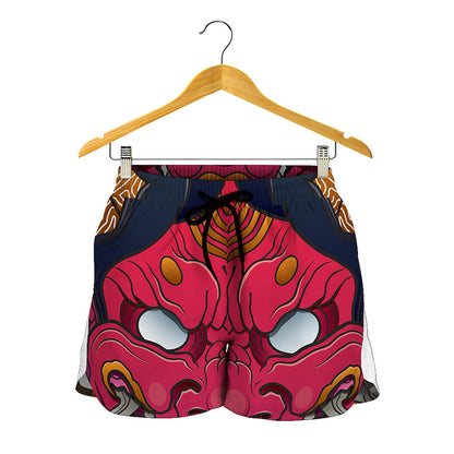 Japanese Demon Mask Print Women's Shorts