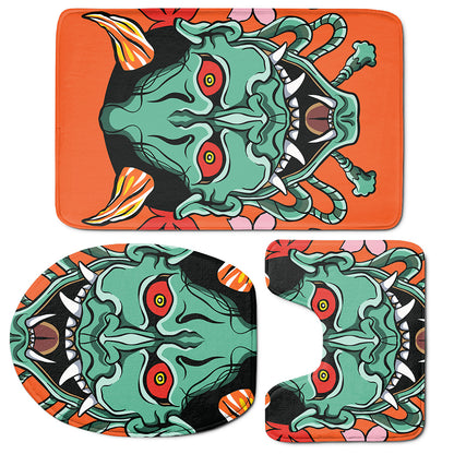 Japanese Demon Print 3 Piece Bath Mat Set