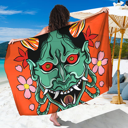 Japanese Demon Print Beach Sarong Wrap