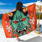 Japanese Demon Print Beach Sarong Wrap