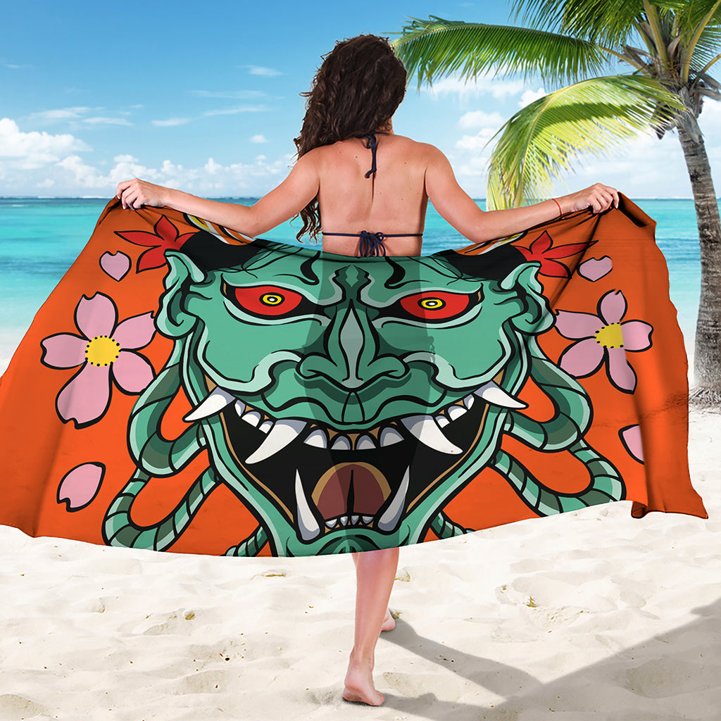 Japanese Demon Print Beach Sarong Wrap