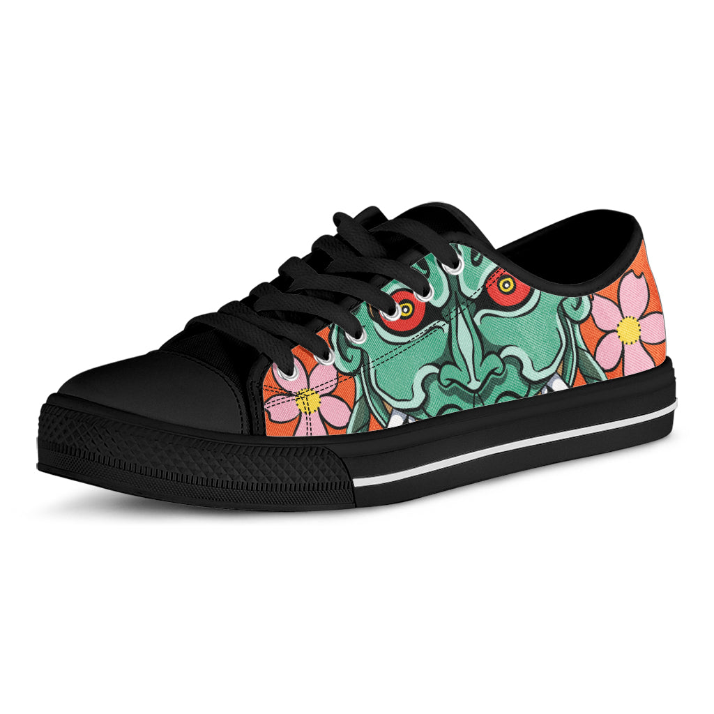 Japanese Demon Print Black Low Top Shoes 