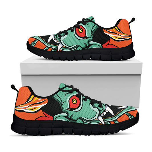 Japanese Demon Print Black Sneakers