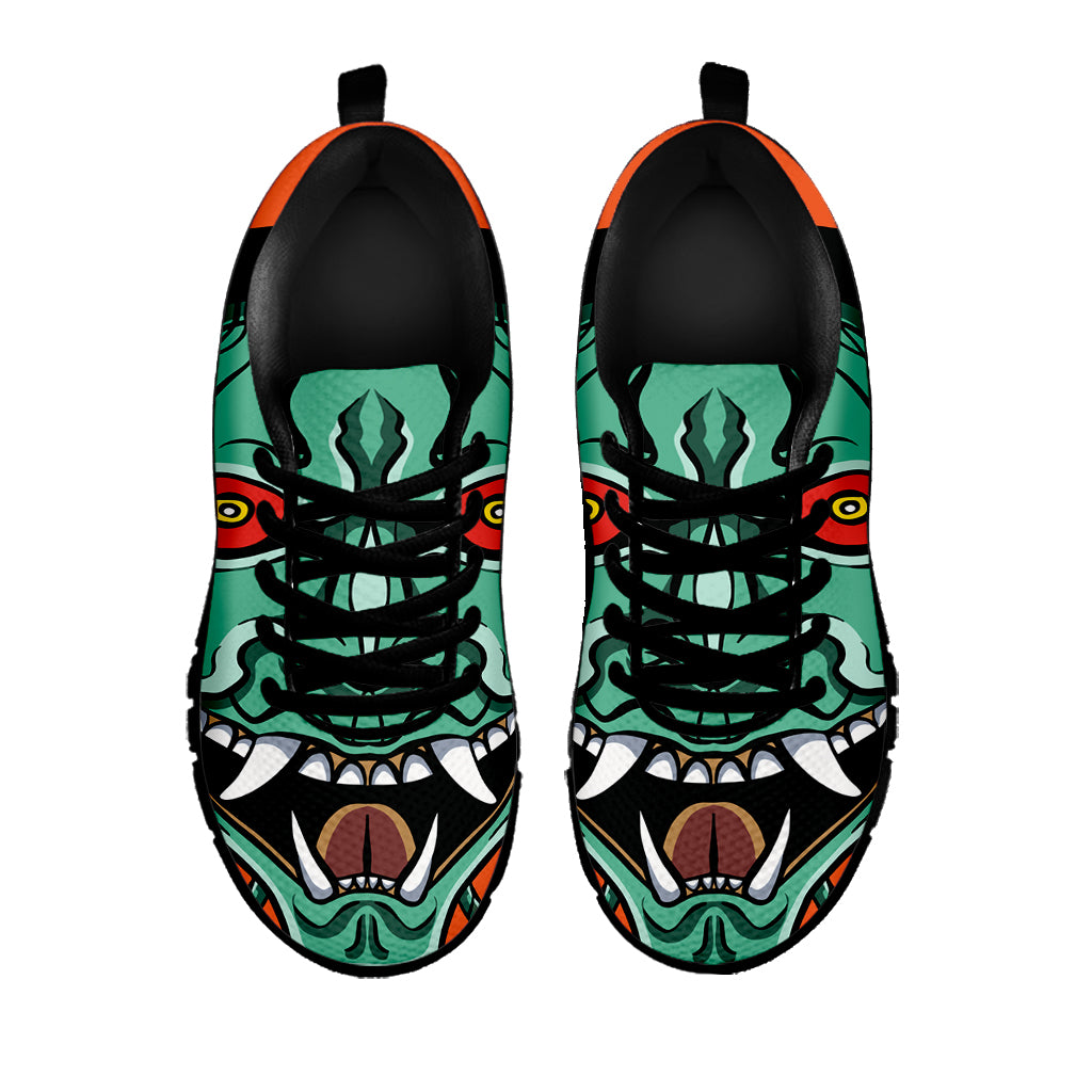 Japanese Demon Print Black Sneakers