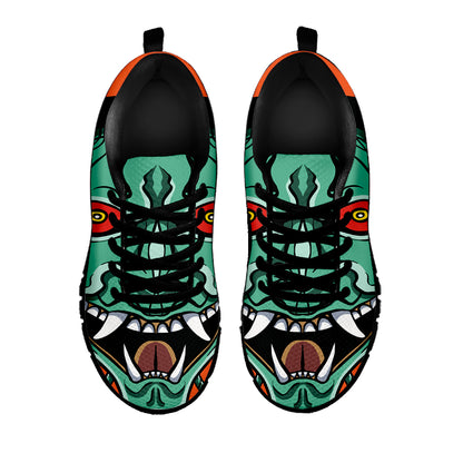 Japanese Demon Print Black Sneakers