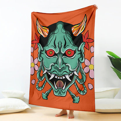 Japanese Demon Print Blanket