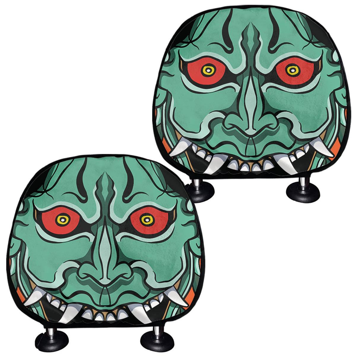 Japanese Demon Print Car Headrest Covers