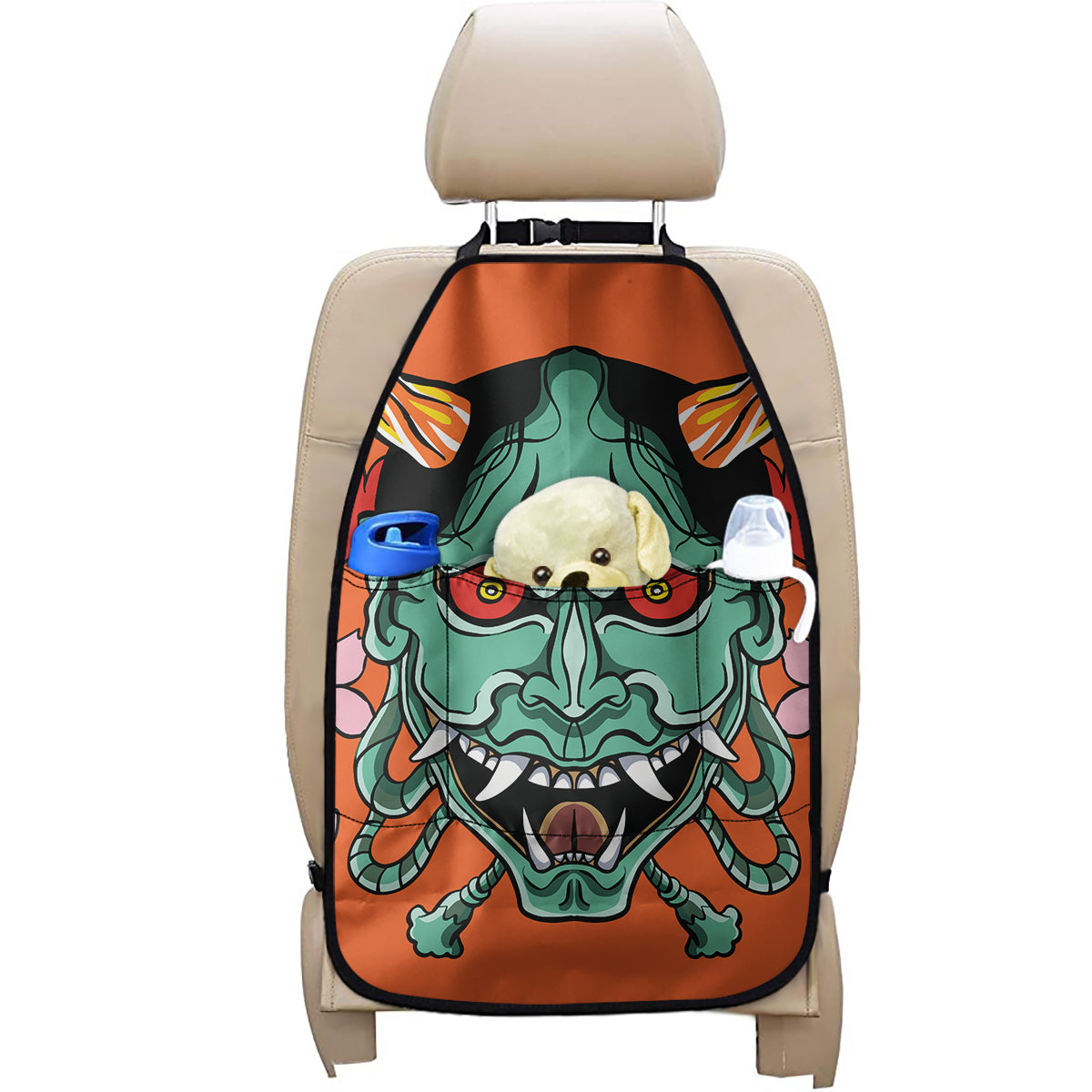 Japanese Demon Print Car Seat Organizers