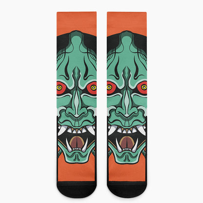 Japanese Demon Print Crew Socks
