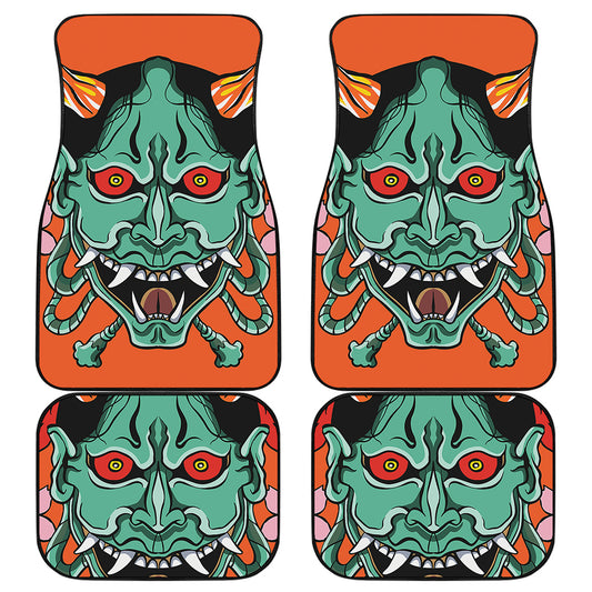 Japanese Demon Print Front and Back Car Floor Mats