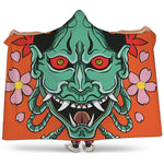 Japanese Demon Print Hooded Blanket