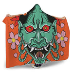 Japanese Demon Print Hooded Blanket