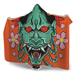 Japanese Demon Print Hooded Blanket