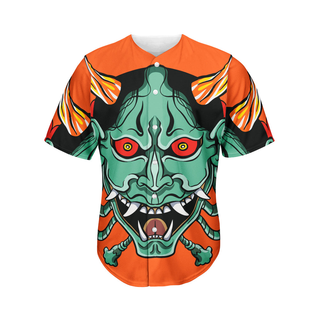 Japanese Demon Print Men's Baseball Jersey