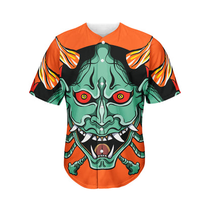 Japanese Demon Print Men's Baseball Jersey