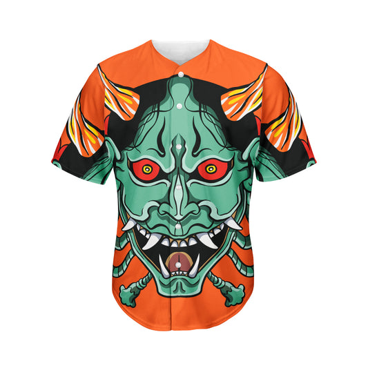 Japanese Demon Print Men's Baseball Jersey