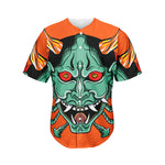 Japanese Demon Print Men's Baseball Jersey