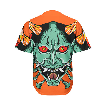 Japanese Demon Print Men's Baseball Jersey