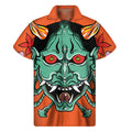 Japanese Demon Print Men's Short Sleeve Shirt