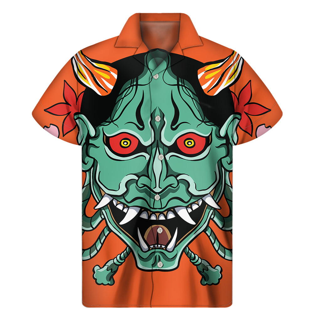 Japanese Demon Print Men's Short Sleeve Shirt